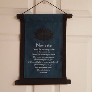 Teal and Black Wall Hanging with Namaste Design